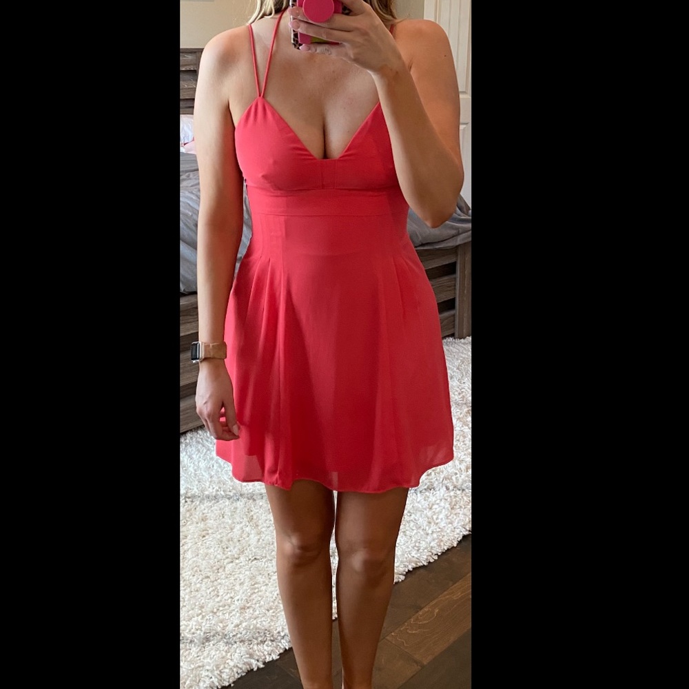 Strappy coral sun dress
